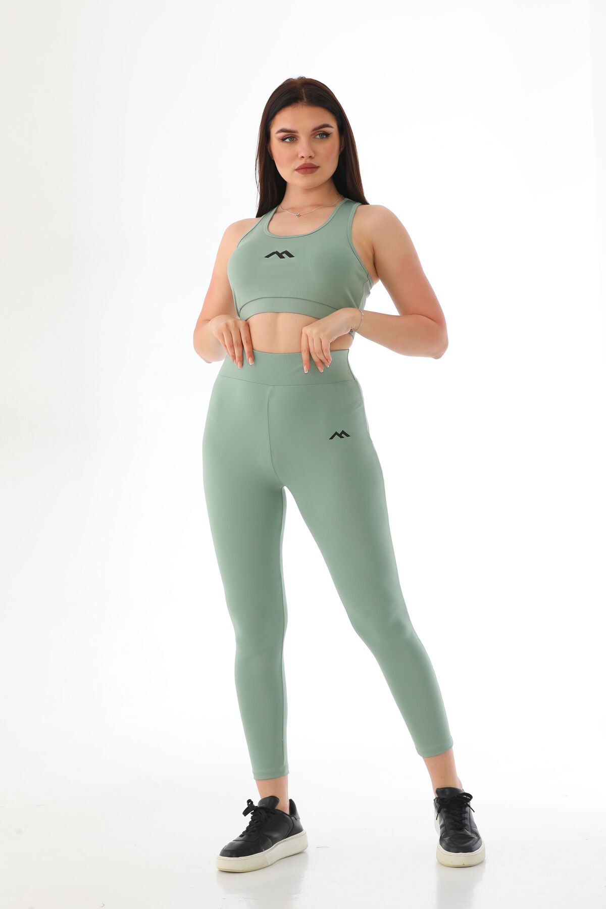 Kadın Bady Takım Pedli Sukuba Kumaş Rahat Esnek Spor / Çağla yeşili