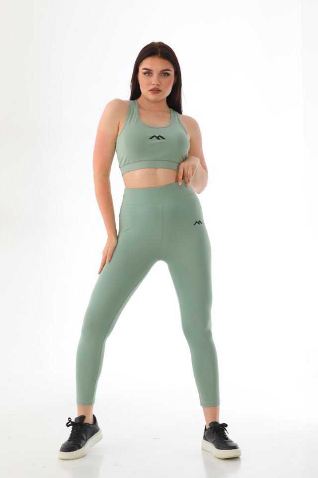 Kadın Bady Takım Pedli Sukuba Kumaş Rahat Esnek Spor / Çağla yeşili